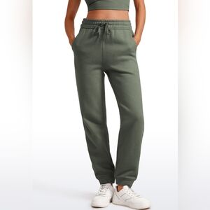 CRZ YOGA Fleece Lined Jogger Sweatpants Army Green S